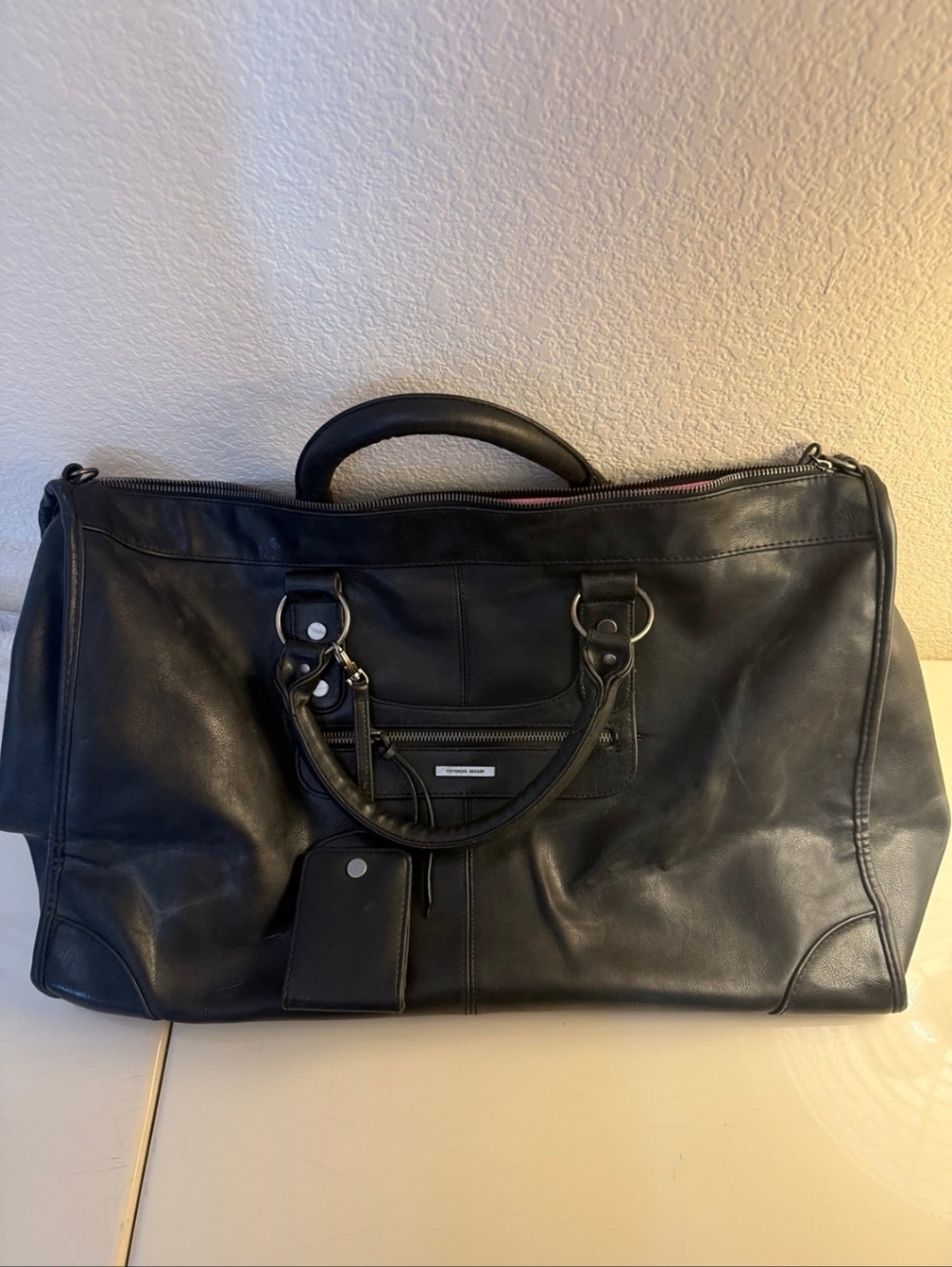 Victoria's Secret Black Leather Duffle Bag
